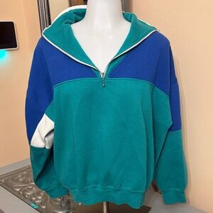 Vintage Starting Point Medium Colorblock Zip Sweatshirt